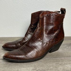 Gianni Bini Brown Leather Ankle Zip Booties